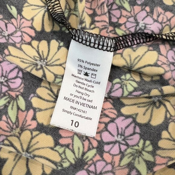 LuLaRoe Scarlett High Low Black Floral Girls Dress Size 10 - Picture 4 of 4